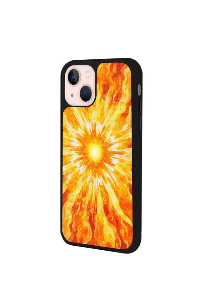 iPhone 15 Uyumlu Güneş Tasarımlı Glossy Premium Kılıf