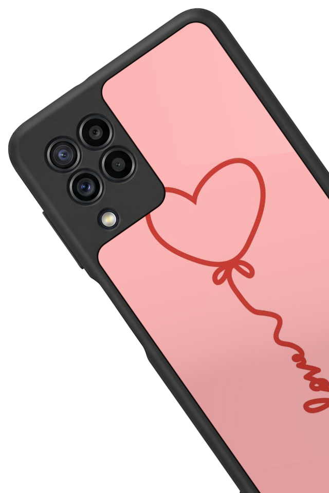 Samsung Galaxy M22 Uyumlu Kalp Love Tasarımlı Glossy Premium Kılıf