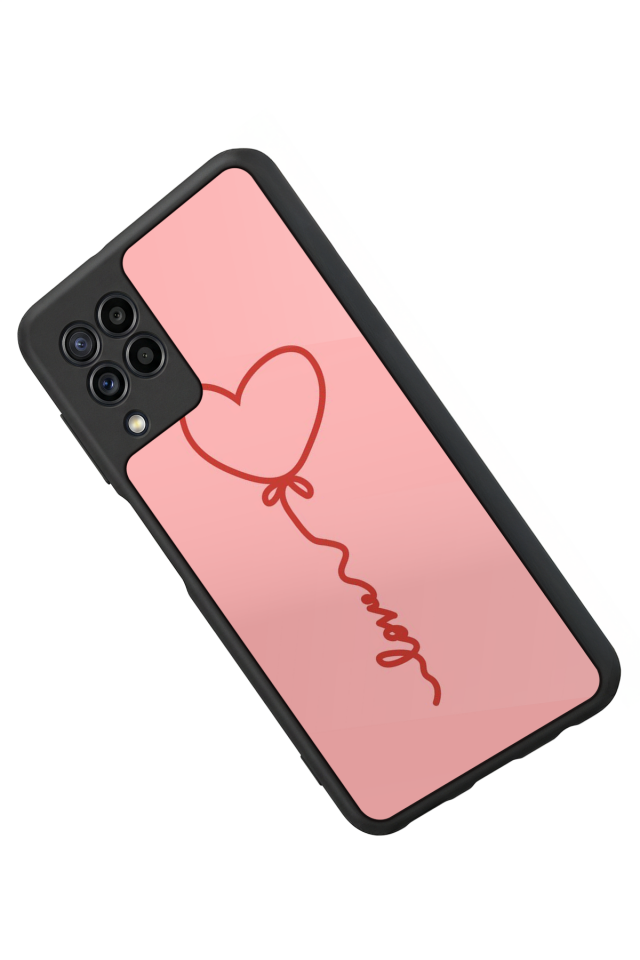 Samsung Galaxy M22 Uyumlu Kalp Love Tasarımlı Glossy Premium Kılıf