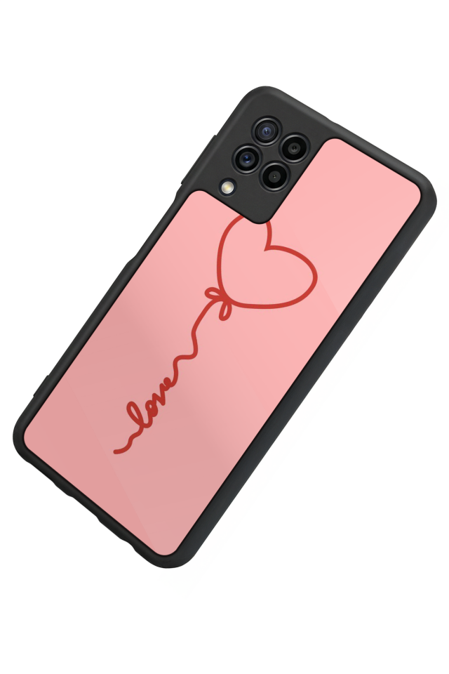 Samsung Galaxy M22 Uyumlu Kalp Love Tasarımlı Glossy Premium Kılıf