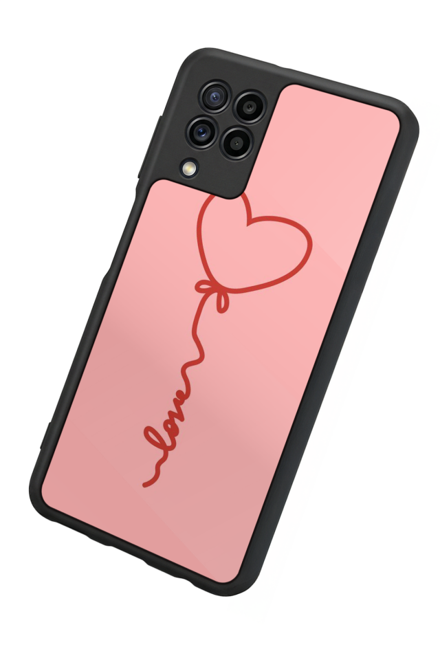 Samsung Galaxy M22 Uyumlu Kalp Love Tasarımlı Glossy Premium Kılıf