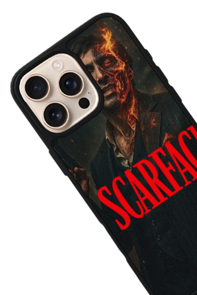 iPhone 15 Pro Uyumlu Scarface Tasarımlı Glossy Premium Kılıf