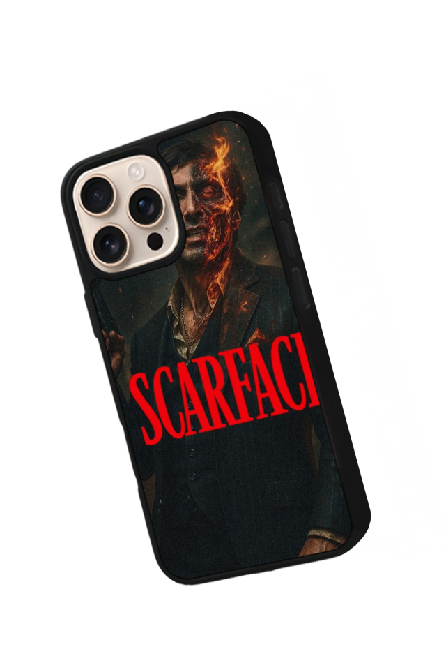 iPhone 15 Pro Uyumlu Scarface Tasarımlı Glossy Premium Kılıf