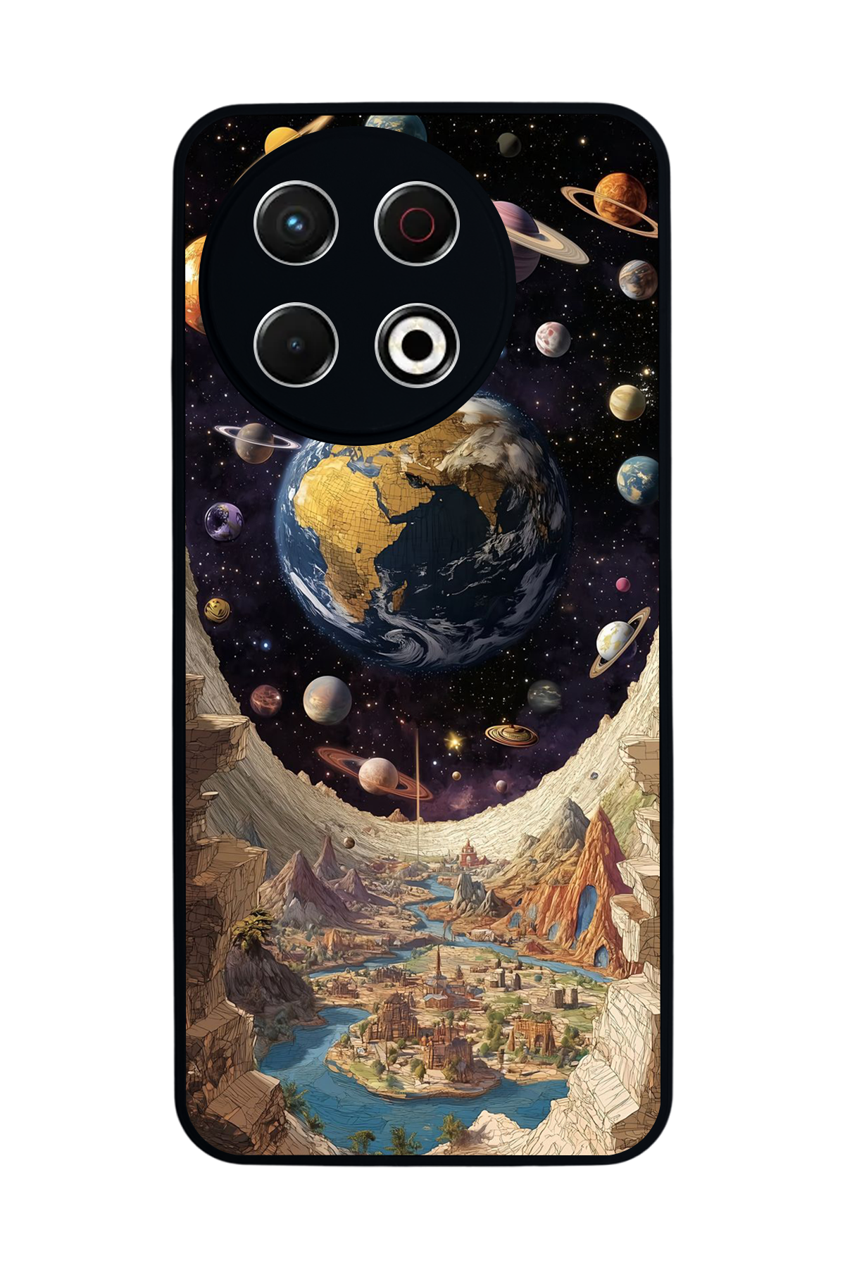 Tecno Spark 30 Pro Uyumlu Uzay Tasarımlı Glossy Premium Kılıf