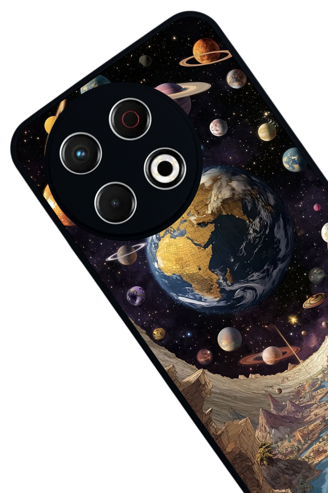 Tecno Spark 30 Pro Uyumlu Uzay Tasarımlı Glossy Premium Kılıf