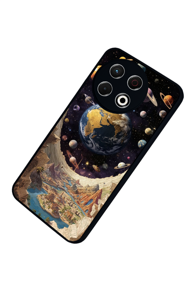 Tecno Spark 30 Pro Uyumlu Uzay Tasarımlı Glossy Premium Kılıf