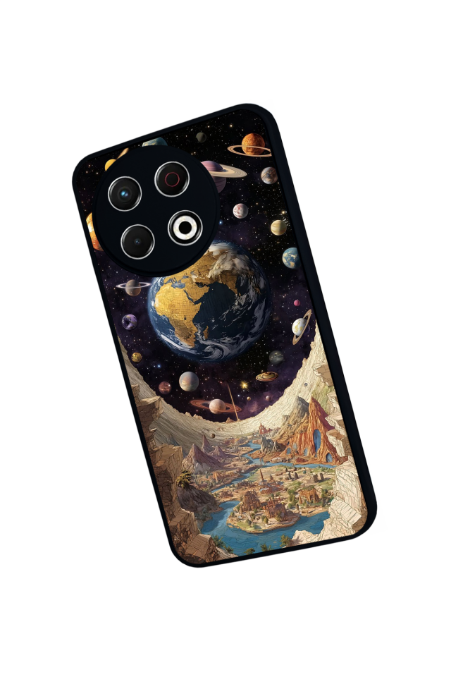 Tecno Spark 30 Pro Uyumlu Uzay Tasarımlı Glossy Premium Kılıf