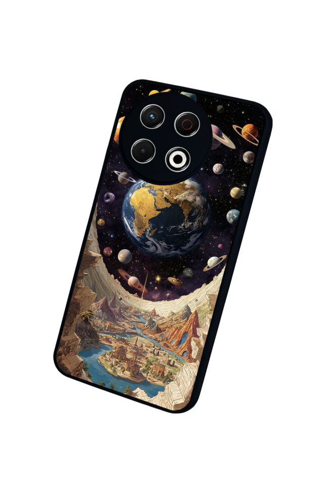 Tecno Spark 30 Pro Uyumlu Uzay Tasarımlı Glossy Premium Kılıf