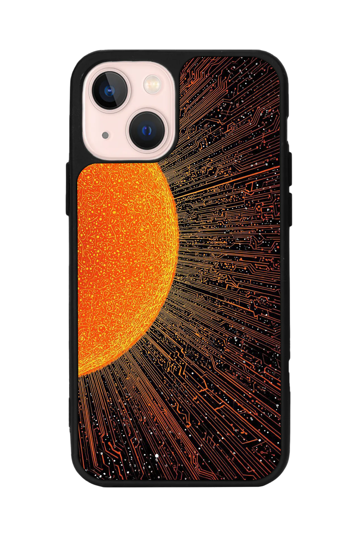 iPhone 15 Uyumlu Güneş Tasarımlı Glossy Premium Kılıf