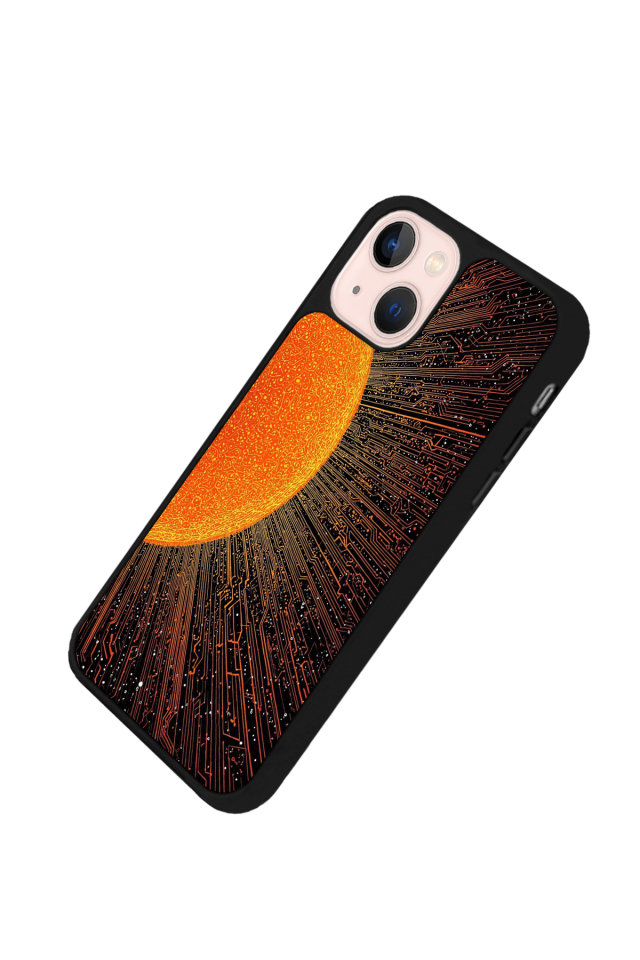 iPhone 15 Uyumlu Güneş Tasarımlı Glossy Premium Kılıf