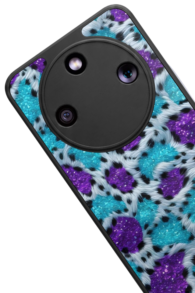 Honor Magic 8 Lite Uyumlu Hologram Leopar Tasarımlı Glossy Premium Kılıf