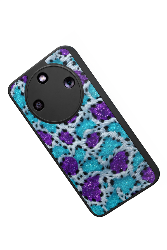 Honor Magic 8 Lite Uyumlu Hologram Leopar Tasarımlı Glossy Premium Kılıf