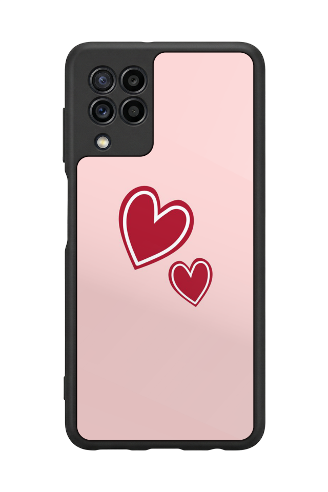 Samsung Galaxy M22 Uyumlu Kalp Love Tasarımlı Glossy Premium Kılıf