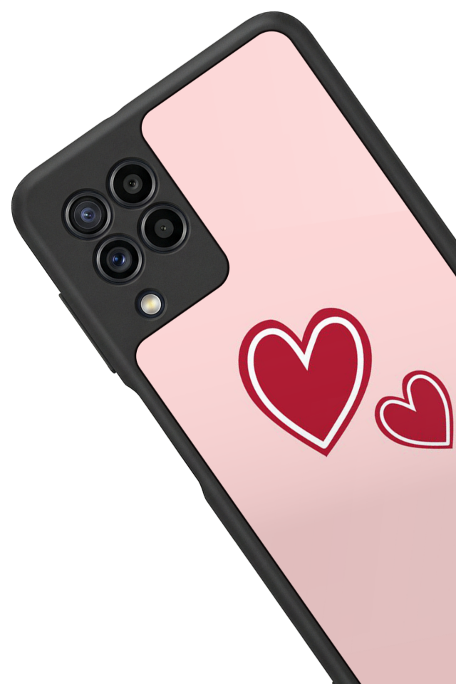Samsung Galaxy M22 Uyumlu Kalp Love Tasarımlı Glossy Premium Kılıf