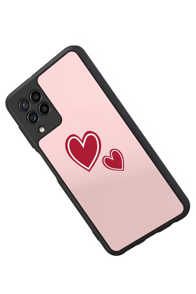 Samsung Galaxy M22 Uyumlu Kalp Love Tasarımlı Glossy Premium Kılıf