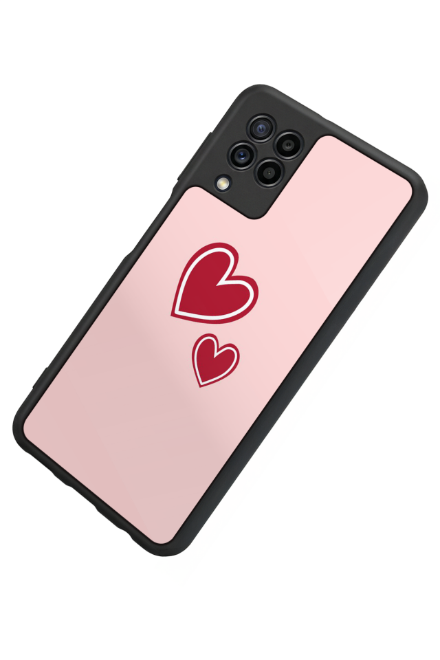 Samsung Galaxy M22 Uyumlu Kalp Love Tasarımlı Glossy Premium Kılıf