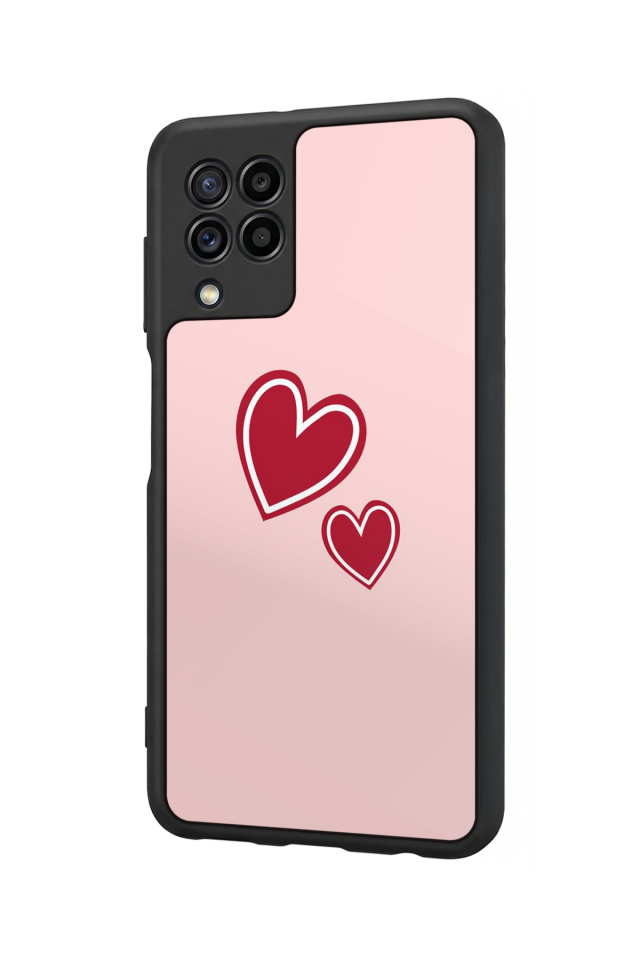 Samsung Galaxy M22 Uyumlu Kalp Love Tasarımlı Glossy Premium Kılıf