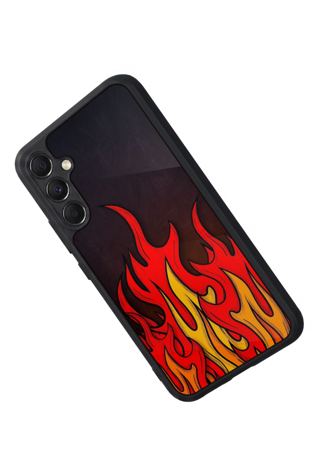 Samsung Galaxy M34 Uyumlu Retro Flame Patterns Tasarımlı Glossy Premium Kılıf