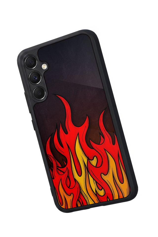Samsung Galaxy M34 Uyumlu Retro Flame Patterns Tasarımlı Glossy Premium Kılıf