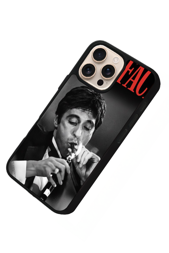 iPhone 15 Pro Uyumlu Scarface Tasarımlı Glossy Premium Kılıf