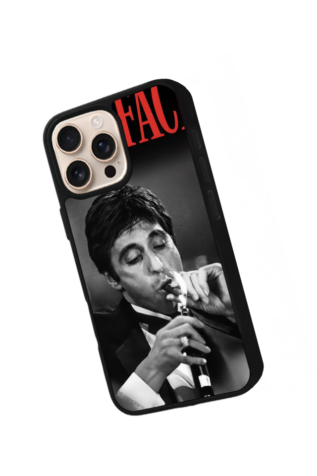 iPhone 15 Pro Uyumlu Scarface Tasarımlı Glossy Premium Kılıf