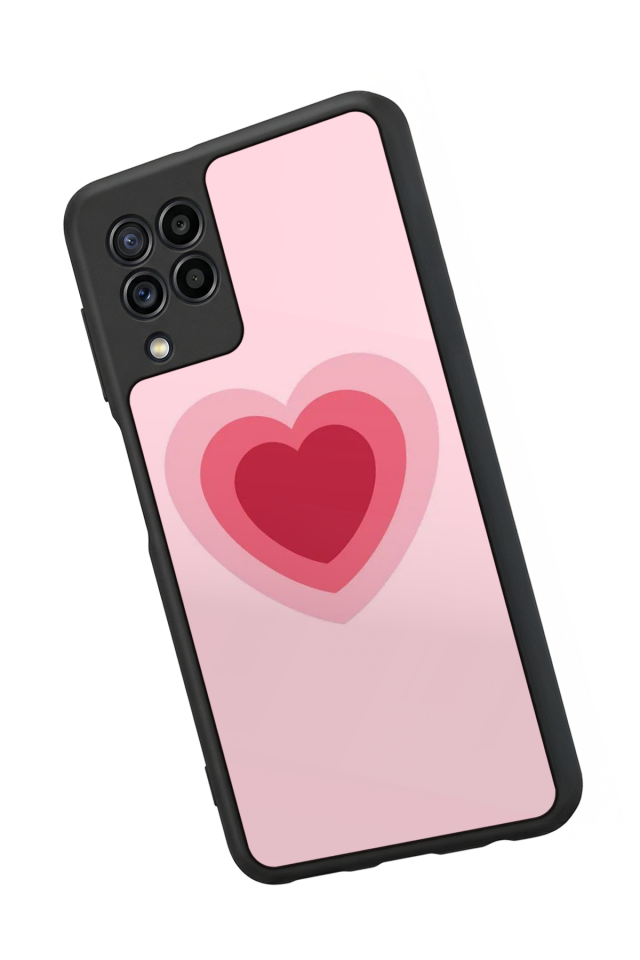 Samsung Galaxy M22 Uyumlu Kalp Love Tasarımlı Glossy Premium Kılıf