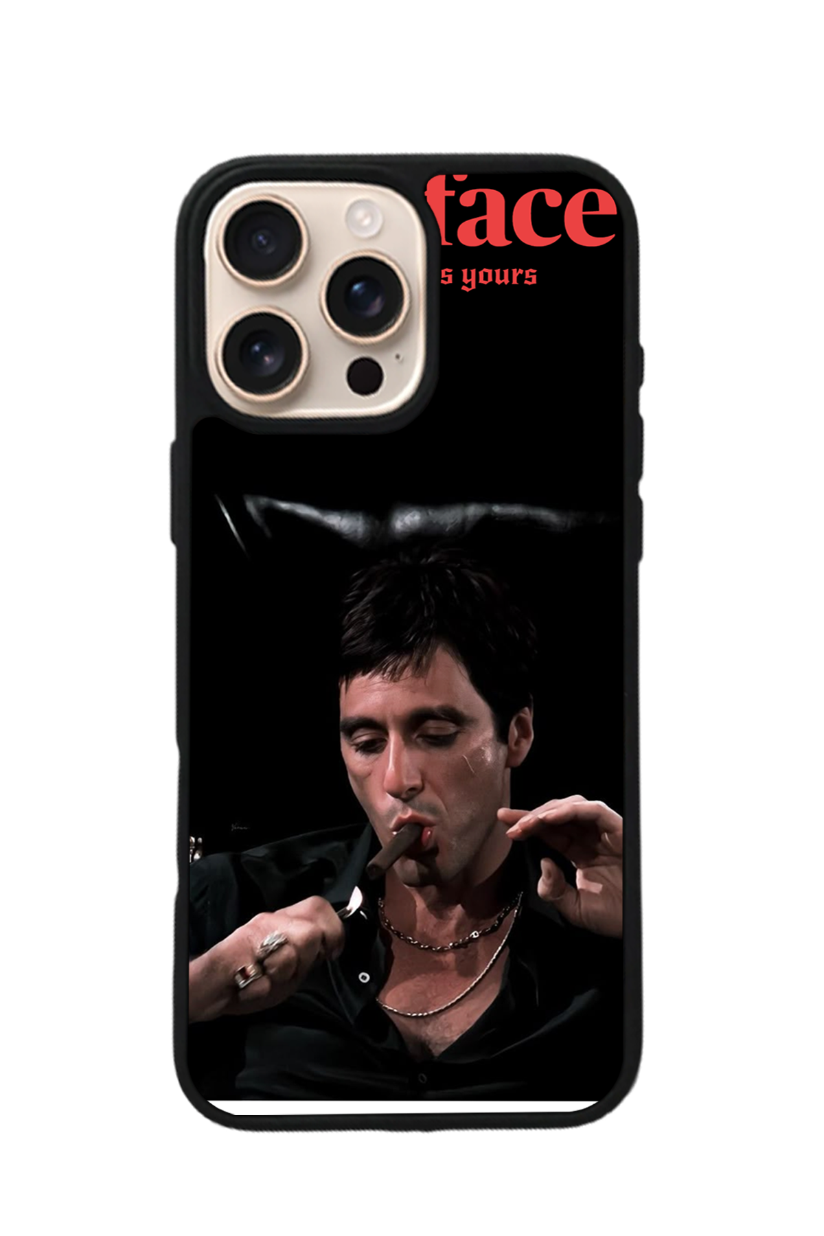 iPhone 15 Pro Uyumlu Scarface Tasarımlı Glossy Premium Kılıf