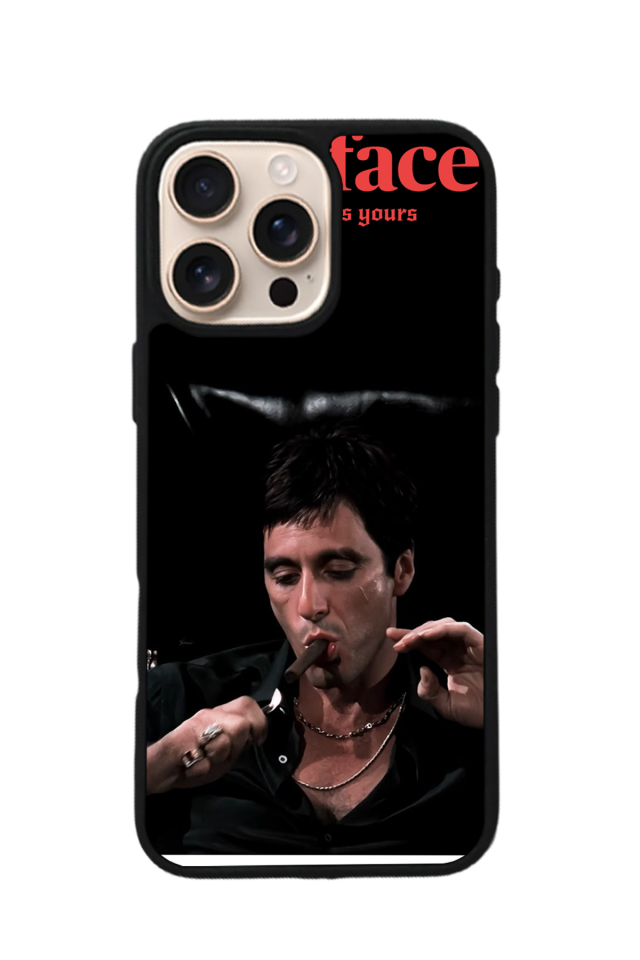 iPhone 15 Pro Uyumlu Scarface Tasarımlı Glossy Premium Kılıf