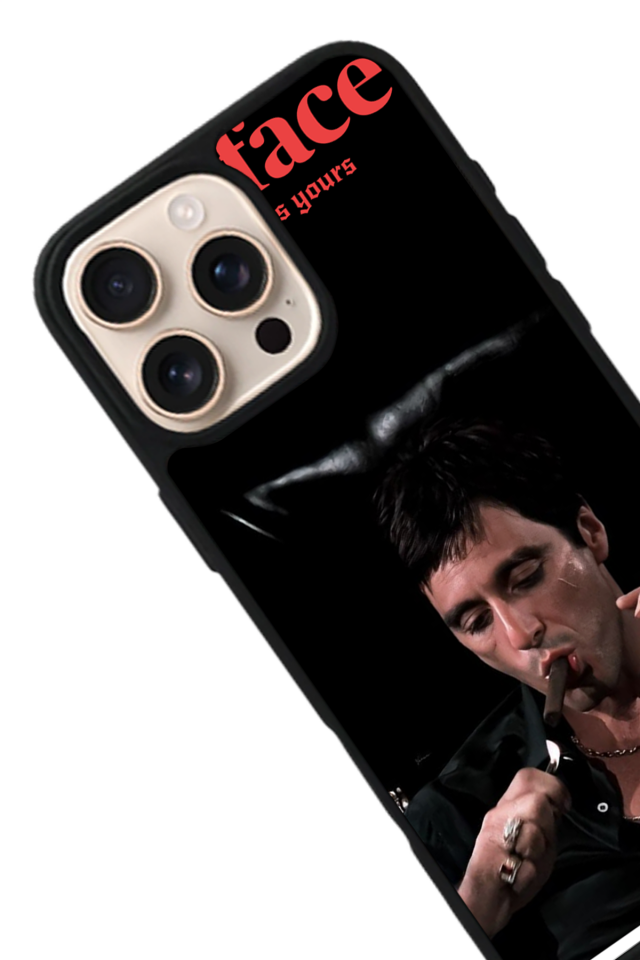 iPhone 15 Pro Uyumlu Scarface Tasarımlı Glossy Premium Kılıf
