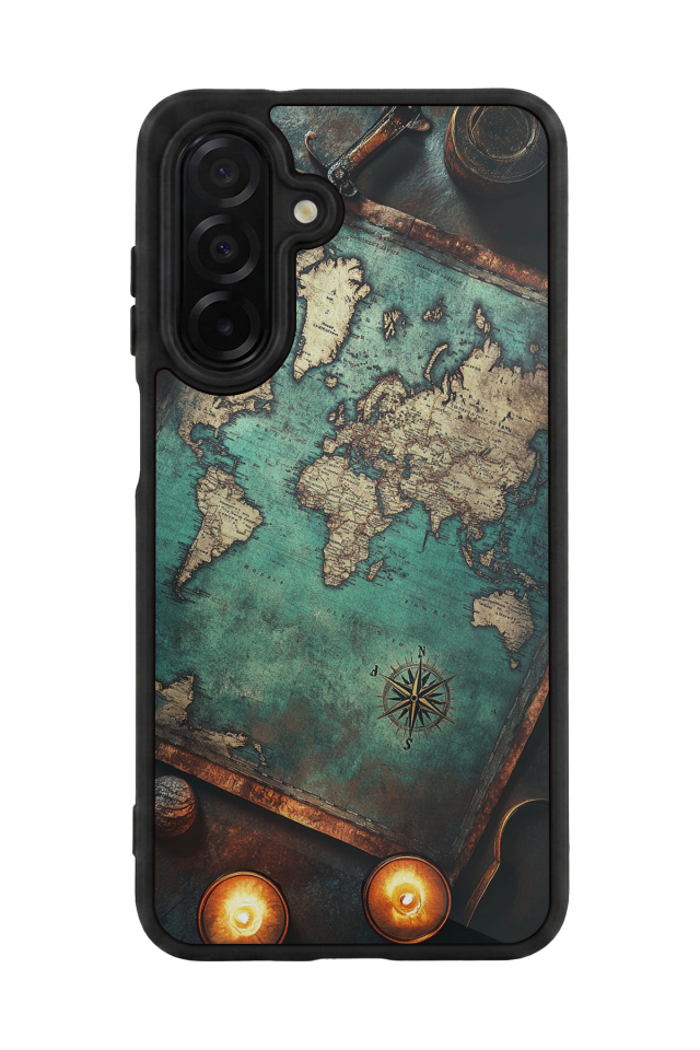 Samsung Galaxy A36 Uyumlu Harita Tasarımlı Glossy Premium Kılıf