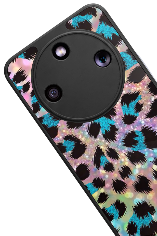 Honor Magic 8 Lite Uyumlu Hologram Leopar Tasarımlı Glossy Premium Kılıf