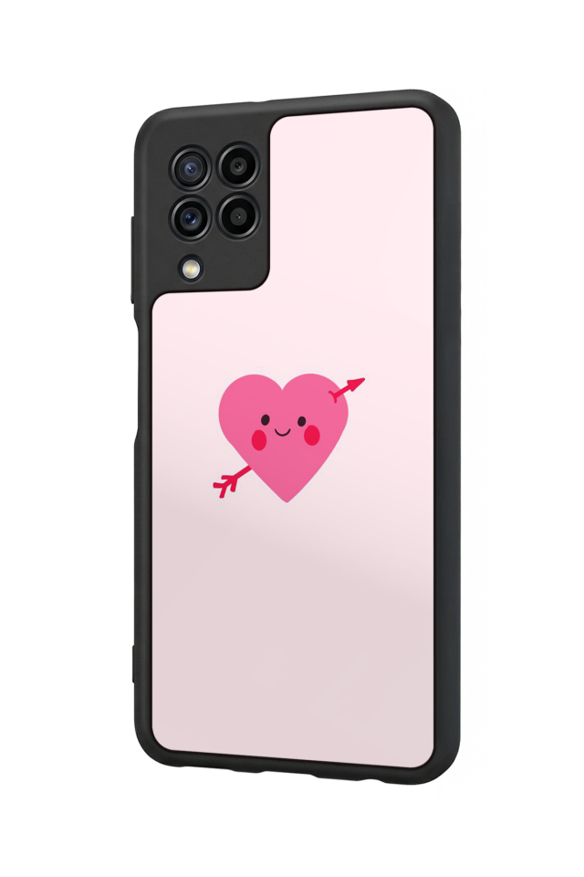 Samsung Galaxy M22 Uyumlu Kalp Love Tasarımlı Glossy Premium Kılıf