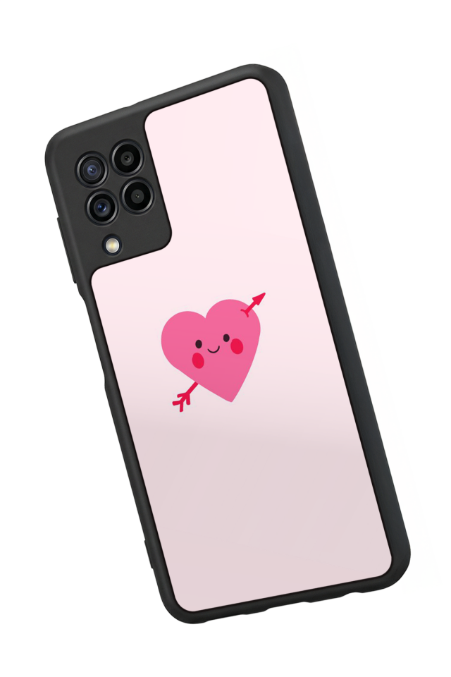 Samsung Galaxy M22 Uyumlu Kalp Love Tasarımlı Glossy Premium Kılıf