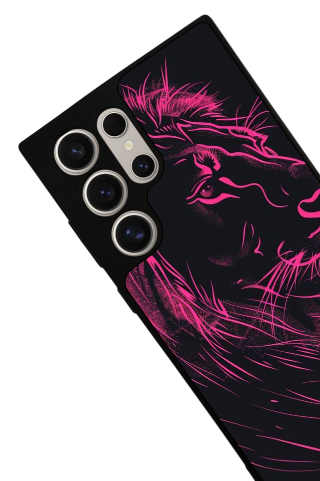 Samsung Galaxy S22 Ultra Uyumlu Aslan Tasarımlı Glossy Premium Kılıf