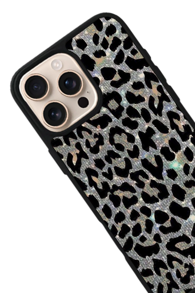 iPhone 14 Pro Max Uyumlu Hologram Leopar Tasarımlı Glossy Premium Kılıf