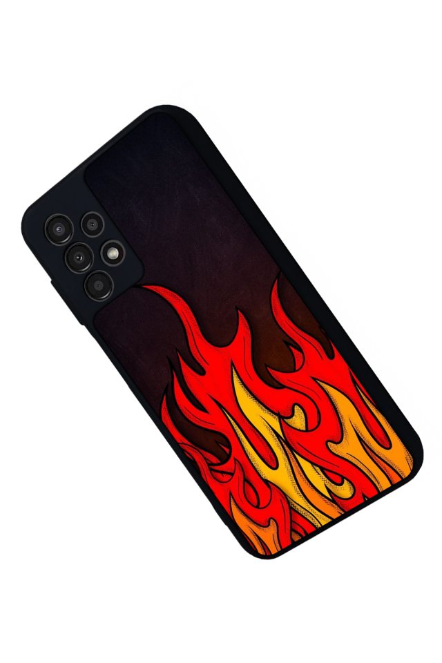 Samsung Galaxy A13 Uyumlu Retro Flame Patterns Tasarımlı Glossy Premium Kılıf