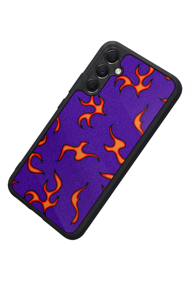 Samsung Galaxy M34 Uyumlu Retro Flame Patterns Tasarımlı Glossy Premium Kılıf