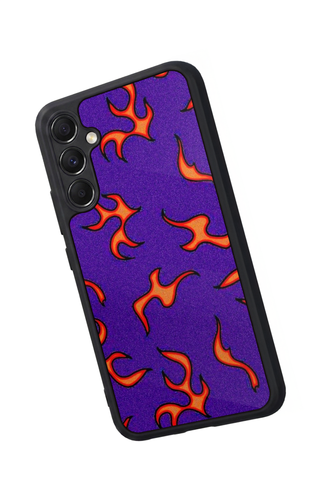 Samsung Galaxy M34 Uyumlu Retro Flame Patterns Tasarımlı Glossy Premium Kılıf
