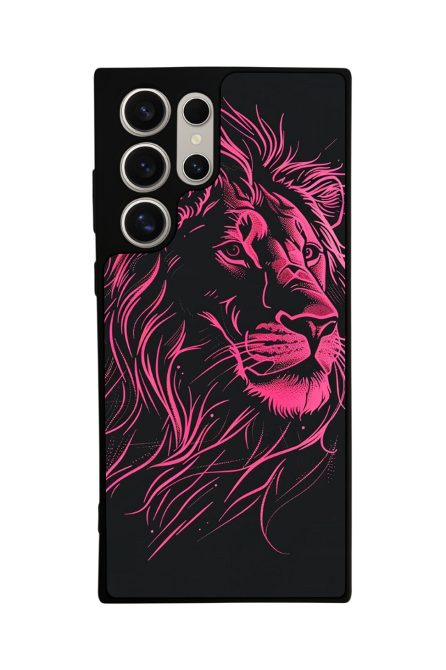 Samsung Galaxy S22 Ultra Uyumlu Aslan Tasarımlı Glossy Premium Kılıf