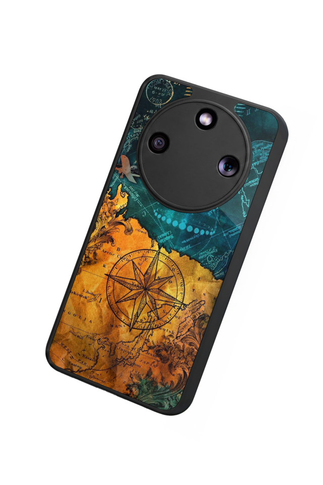 Honor Magic 8 Lite Uyumlu Harita Tasarımlı Glossy Premium Kılıf