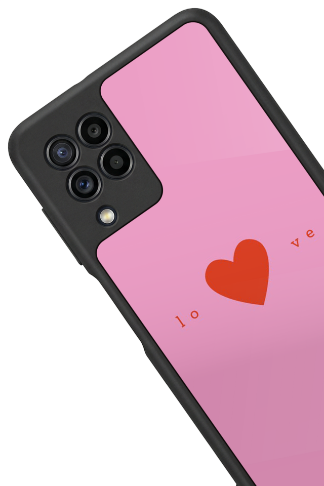 Samsung Galaxy M22 Uyumlu Kalp Love Tasarımlı Glossy Premium Kılıf