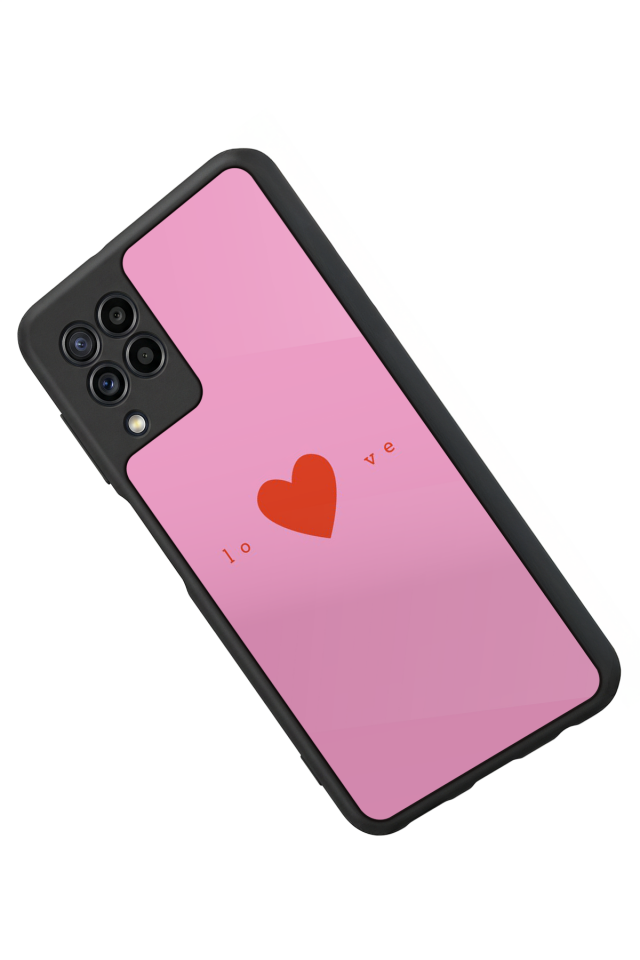 Samsung Galaxy M22 Uyumlu Kalp Love Tasarımlı Glossy Premium Kılıf
