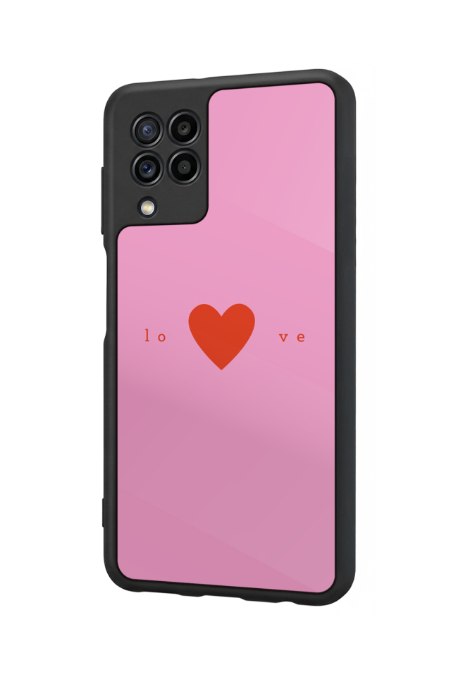 Samsung Galaxy M22 Uyumlu Kalp Love Tasarımlı Glossy Premium Kılıf