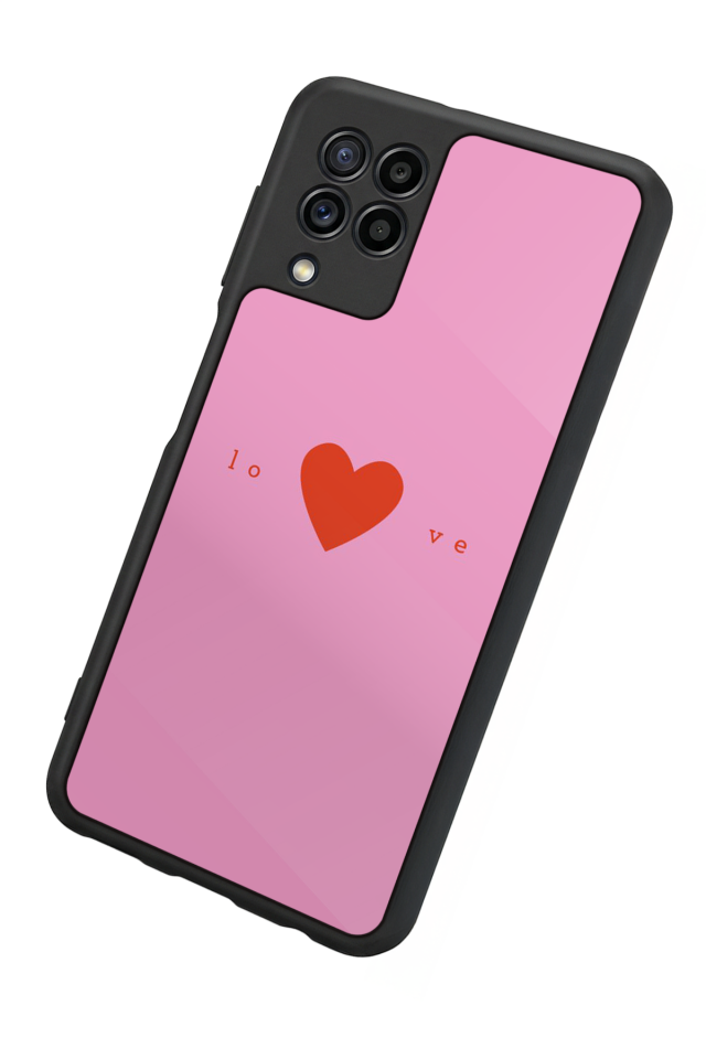 Samsung Galaxy M22 Uyumlu Kalp Love Tasarımlı Glossy Premium Kılıf