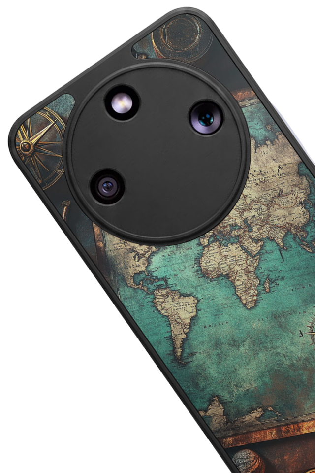 Honor Magic 8 Lite Uyumlu Harita Tasarımlı Glossy Premium Kılıf