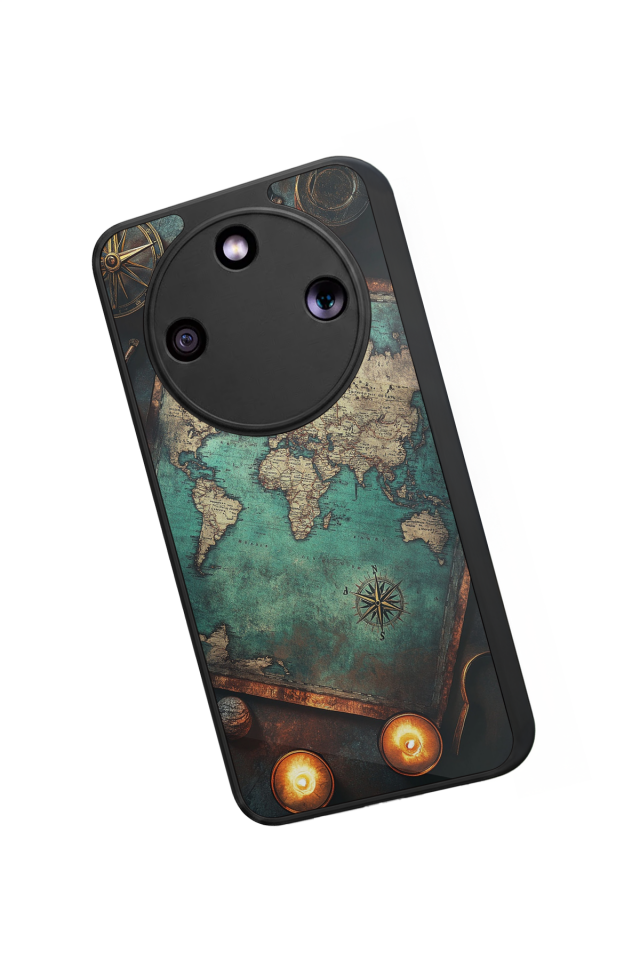 Honor Magic 8 Lite Uyumlu Harita Tasarımlı Glossy Premium Kılıf