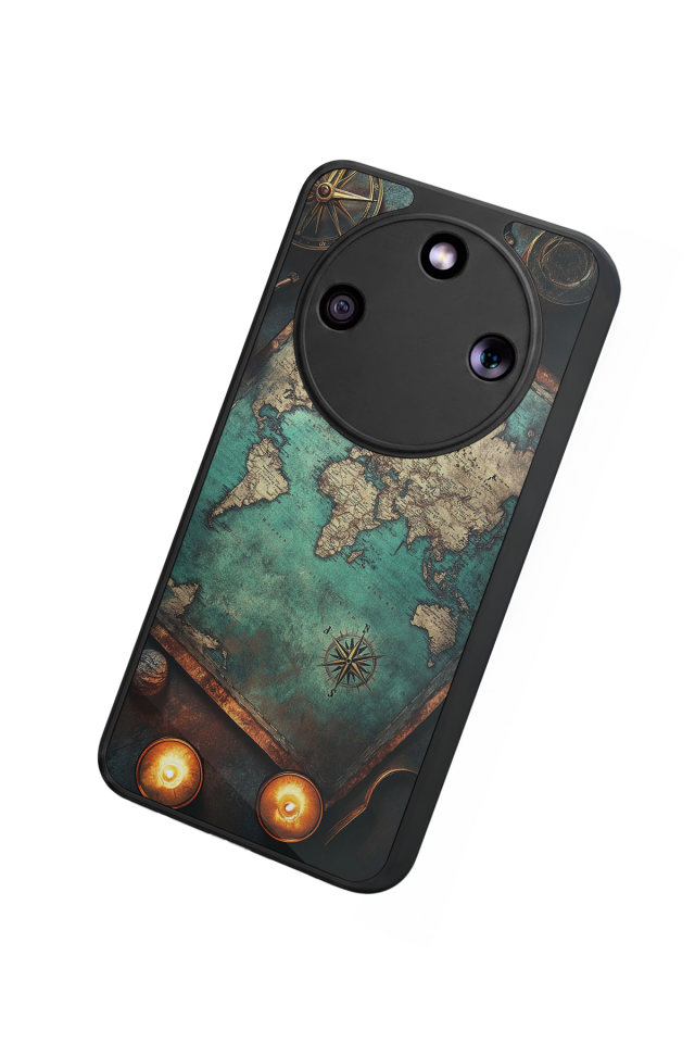 Honor Magic 8 Lite Uyumlu Harita Tasarımlı Glossy Premium Kılıf