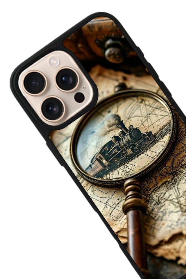 iPhone 16 Pro Uyumlu Pusula Tasarımlı Glossy Premium Kılıf