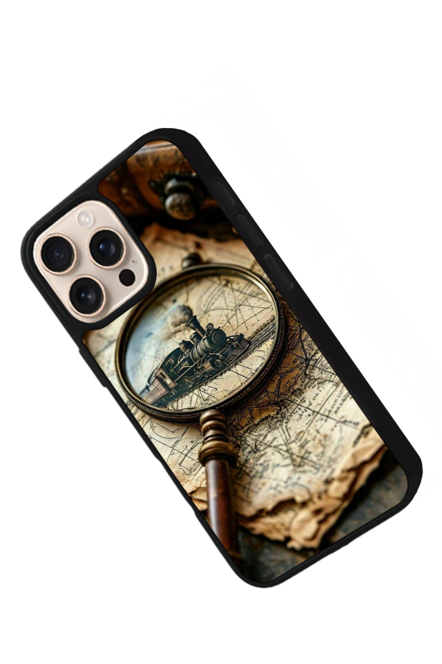 iPhone 16 Pro Uyumlu Pusula Tasarımlı Glossy Premium Kılıf