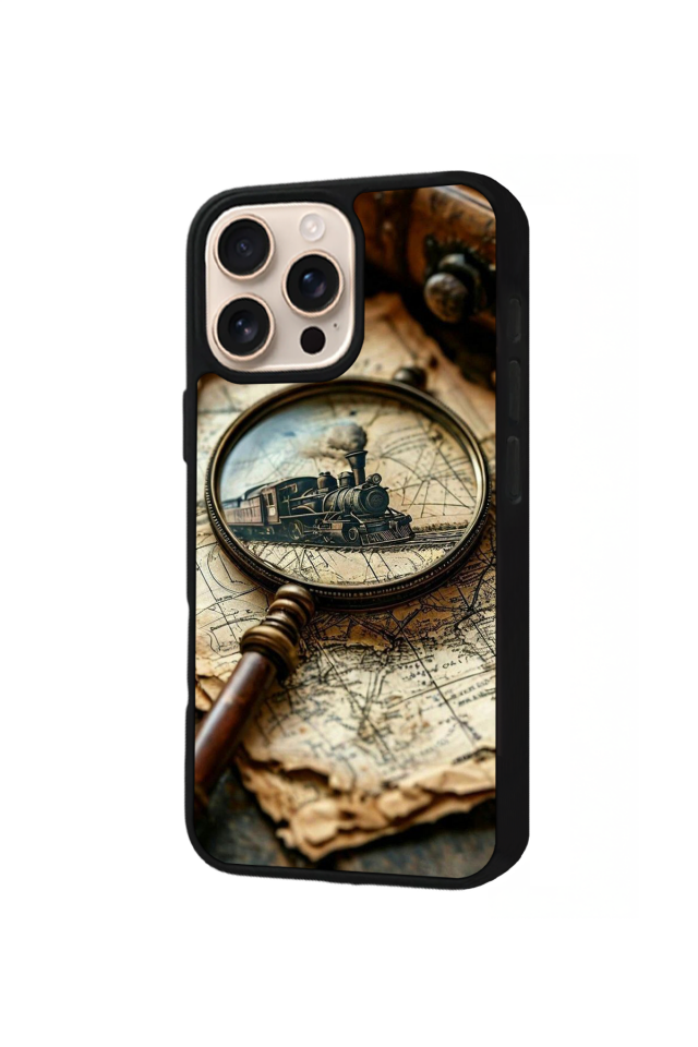 iPhone 16 Pro Uyumlu Pusula Tasarımlı Glossy Premium Kılıf